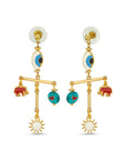 T Bar Gold Charm Earrings