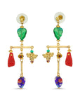 T Bar Gold Charm Earrings