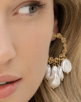 Gold Hoop Earrings with Mother of Pearl Dangles