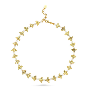 Bee_Love_Gold _ Pearl Short Necklace