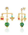 T Bar Gold Charm Earrings