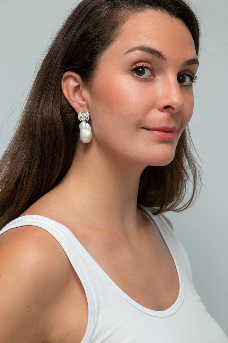 Sparkly Firework Drop Earring with Baroque Pearl